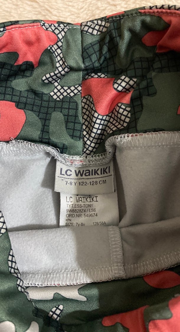 Kızlar için Kamuflaj Desenli Gri Tayt - Görsel 5