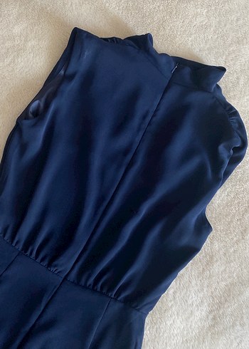 Lacivert Drapeli Kolsuz Midi Tulum - Görsel 8