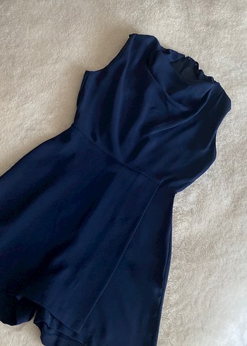 Lacivert Drapeli Kolsuz Midi Tulum - Görsel 2