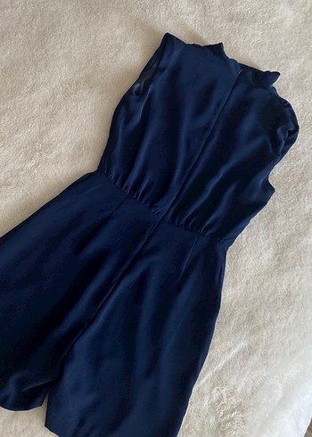 Lacivert Drapeli Kolsuz Midi Tulum - Görsel 7