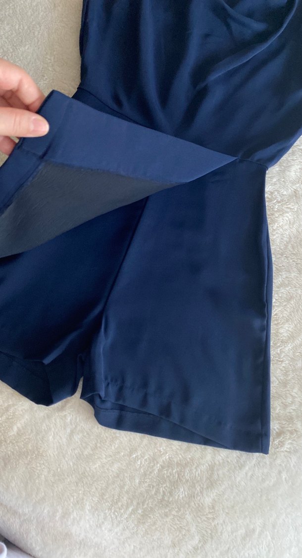 Lacivert Drapeli Kolsuz Midi Tulum - Görsel 3