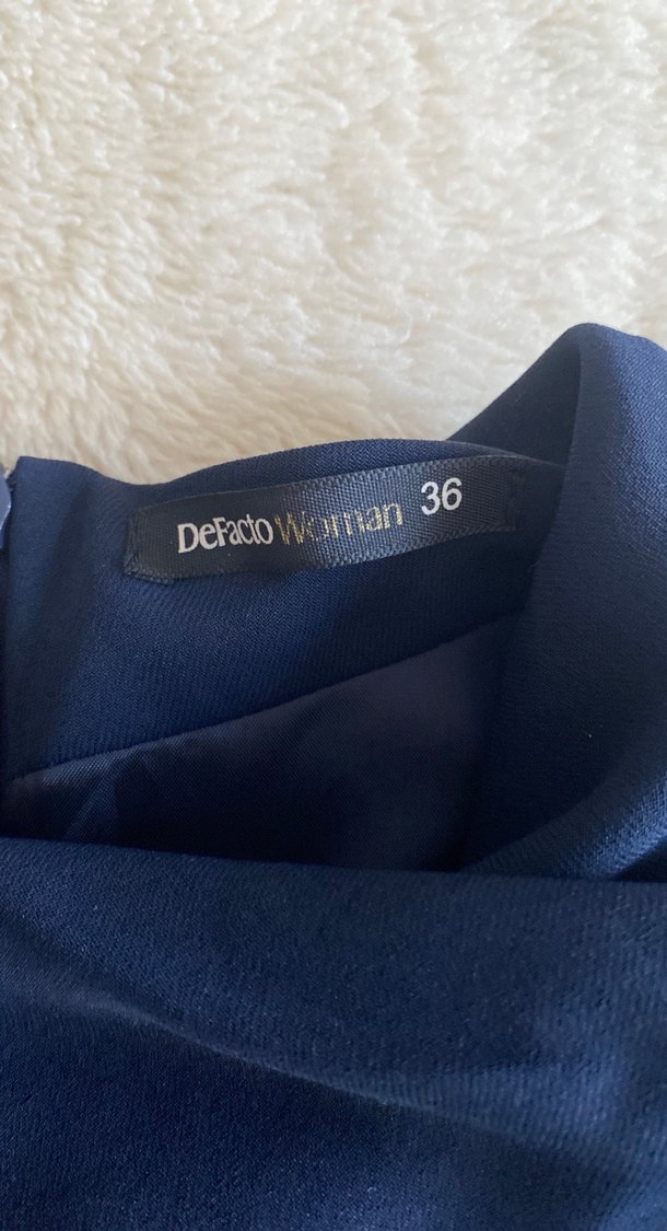 Lacivert Drapeli Kolsuz Midi Tulum - Görsel 5