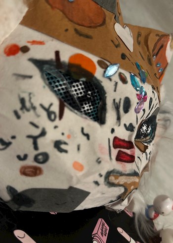 Kürk Detaylı Kahverengi Desenli Kedi Maskesi Fursuit - Görsel 2