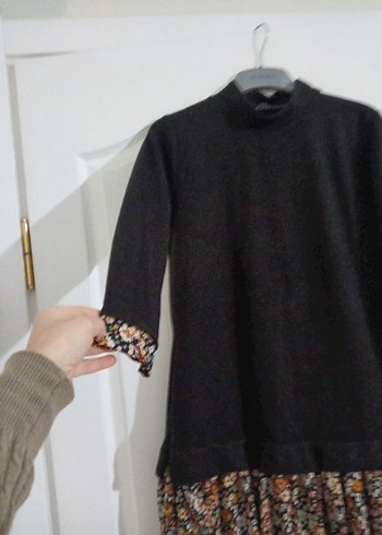 Uzun Kollu Siyah Mini Bohem Elbise - Görsel 2