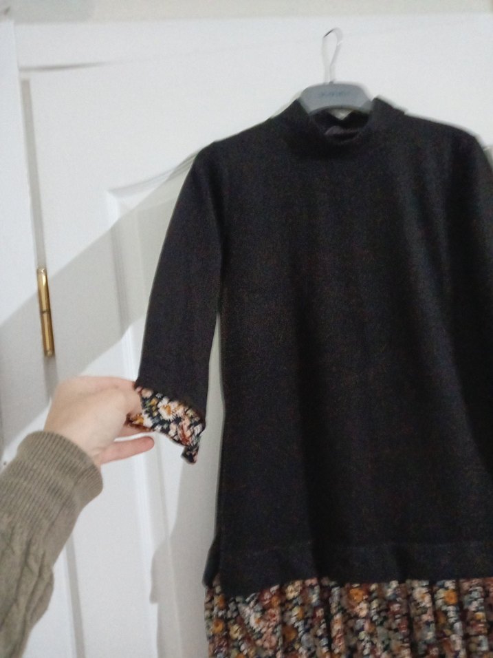 Uzun Kollu Siyah Mini Bohem Elbise - Görsel 2