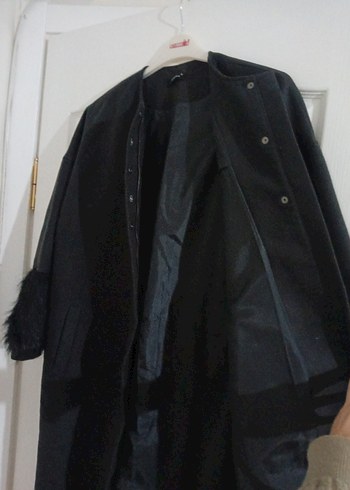 Kol Ucu Kürklü Füme Kaban - Görsel 8