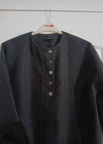 Kol Ucu Kürklü Füme Kaban - Görsel 3