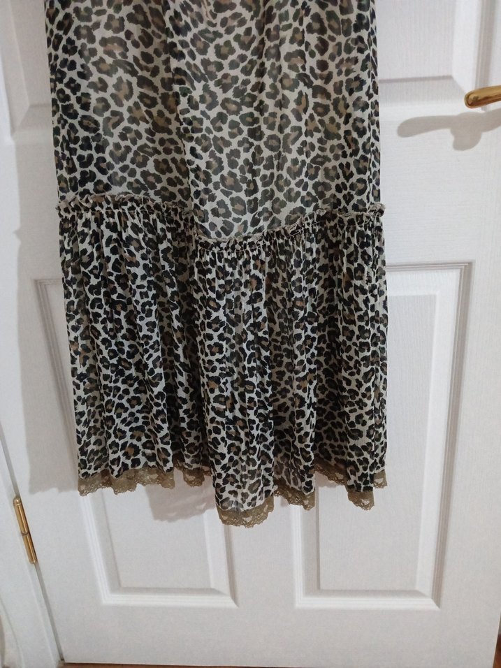 Leopar Desenli Uzun Askılı Bohem Elbise - Görsel 3