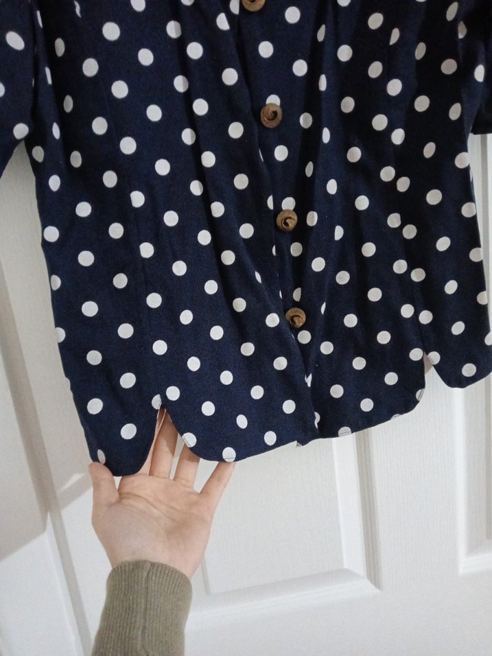 Kadın Puantiyeli Kısa Kollu ceket - Görsel 4