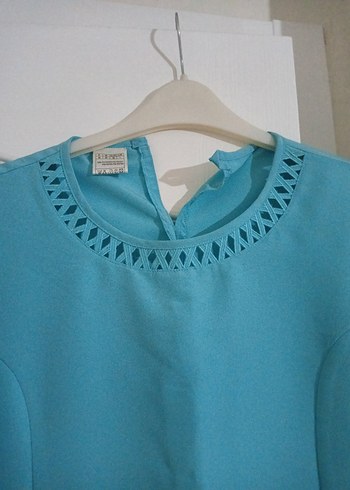 Mavi desenli ceket ve bluz - Görsel 4