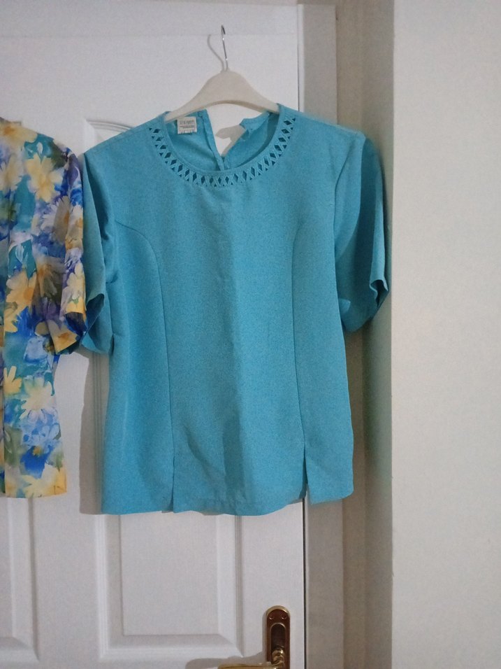 Mavi desenli ceket ve bluz - Görsel 3