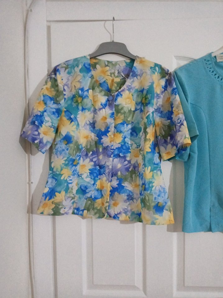 Mavi desenli ceket ve bluz - Görsel 2