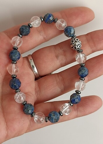 Lapis lazuli ve kristal kuvars bileklik 