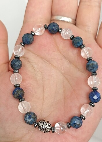 Tasarımcı Lapis lazuli ve kristal kuvars bileklik