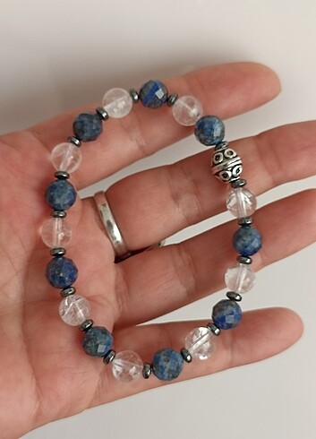 Beden Lapis lazuli ve kristal kuvars bileklik