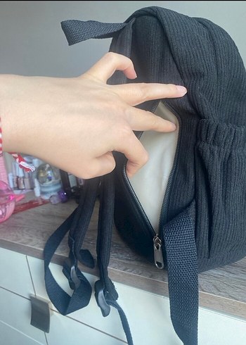 Beden siyah Renk Siyah Kadın Sırt Çantası Tokalı