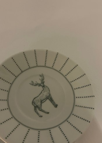  Beden Beyaz Gri Desenli Kahve Fincanı ve Tabağı