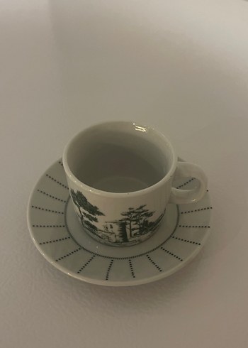  Beden beyaz Renk Beyaz Gri Desenli Kahve Fincanı ve Tabağı