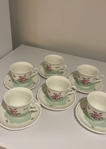Porselen Çiçek Desenli 6'lı Fincan Takımı