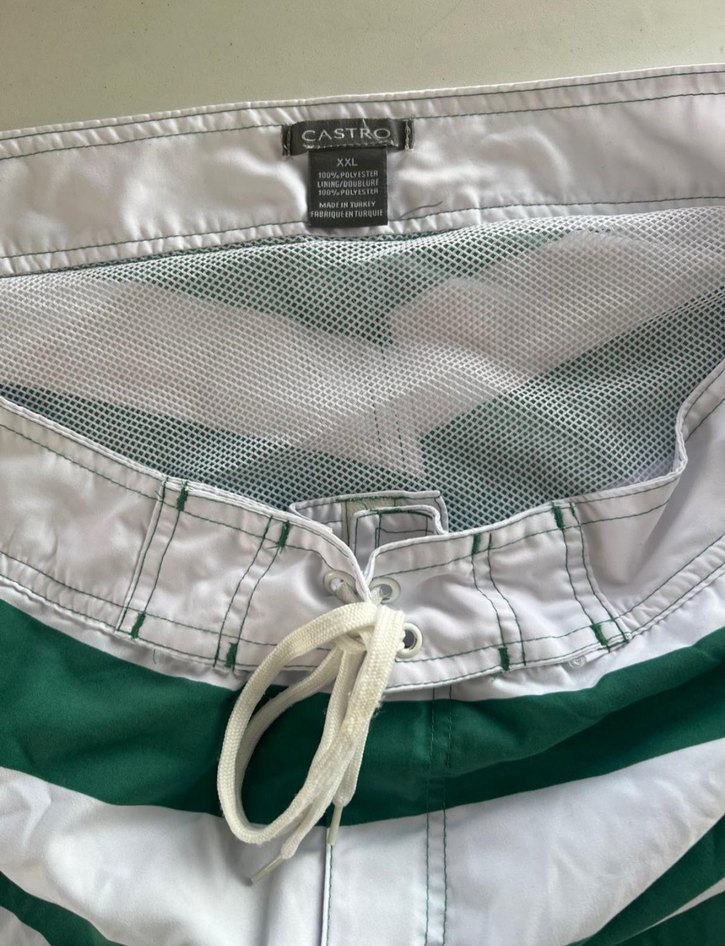 Yeşil Beyaz Çizgili Erkek Mayo - Görsel 2