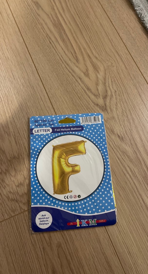 Parlak Altın Folyo Helyum Balonu - Harf F - Görsel 3