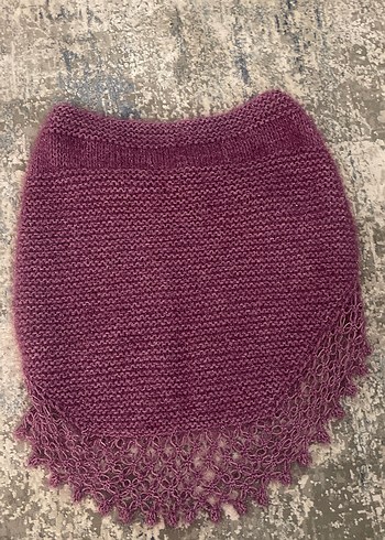 Kızlar için Mor Örgü Panço - Görsel 3