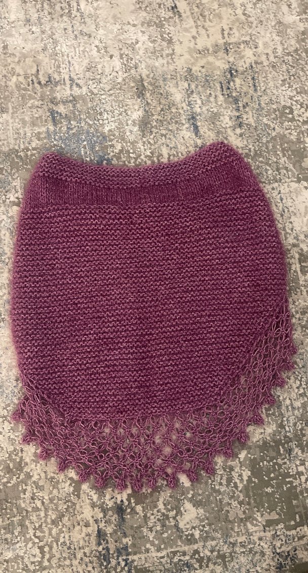 Kızlar için Mor Örgü Panço - Görsel 3