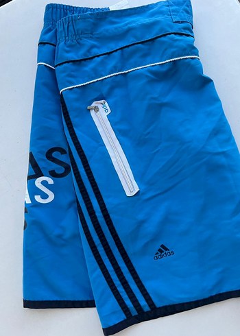 Adidas Mavi Baskılı Fermuarlı Erkek Yüzme Şortu - Görsel 3