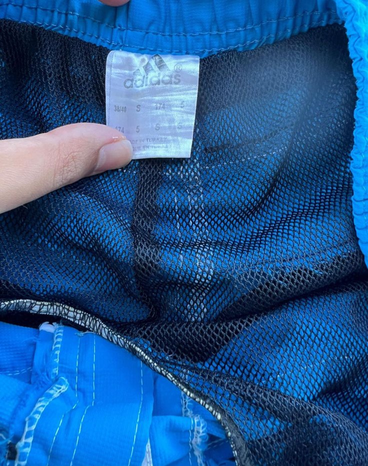 Adidas Mavi Baskılı Fermuarlı Erkek Yüzme Şortu - Görsel 2