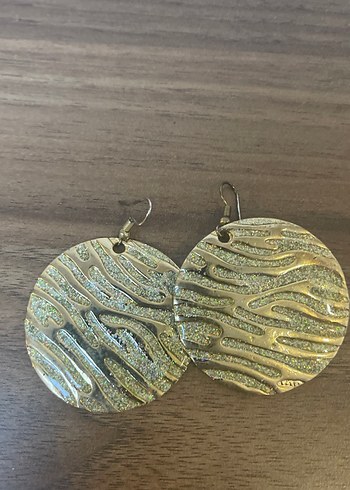 Beden Altın Renkli Zebra Desenli Uzun Bohem Küpe