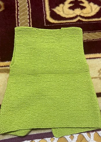 Yeşil Kısa Örgü yelek - Görsel 3