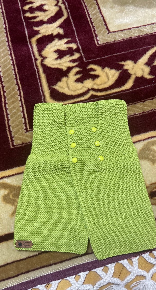 Yeşil Kısa Örgü yelek - Görsel 2