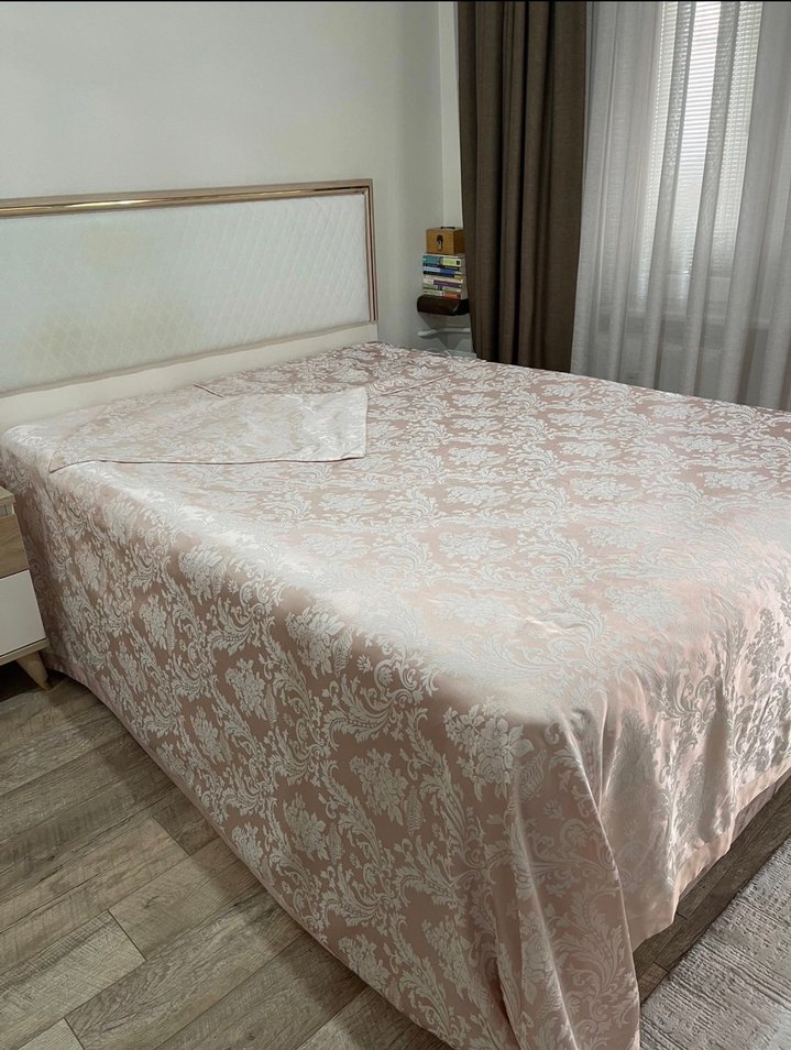 Nakışlı Beyaz Pastel Yatak Örtüsü - Görsel 5