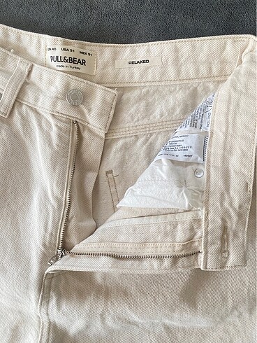 40 Beden ten rengi Renk Pull and Bear Relaxed Denim Pantolon