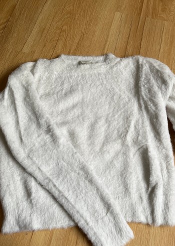 Beyaz Kadın Triko Sweatshirt
