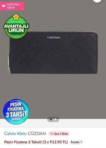Calvin Klein Siyah Monogramli Uzun Cuzdan