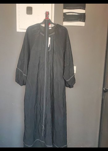 Zara Siyah Kemerli Uzun Keten Elbise 2 ve 3 beden var