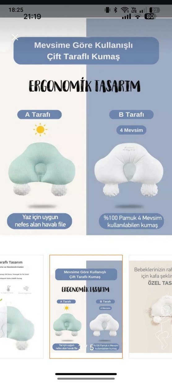 Çocuklar için Turkuaz Destekli Yastık - Görsel 3