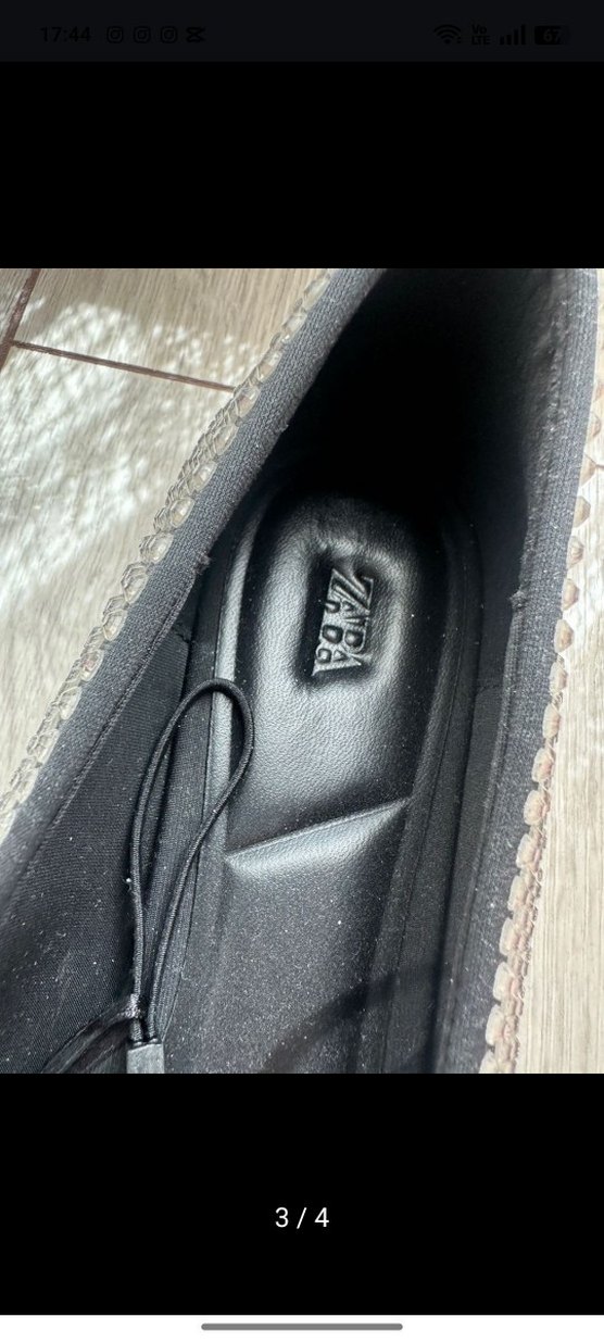 Gri Yılan Desenli Taş İşlemeli Topuklu Kadın Babet zara - Görsel 2