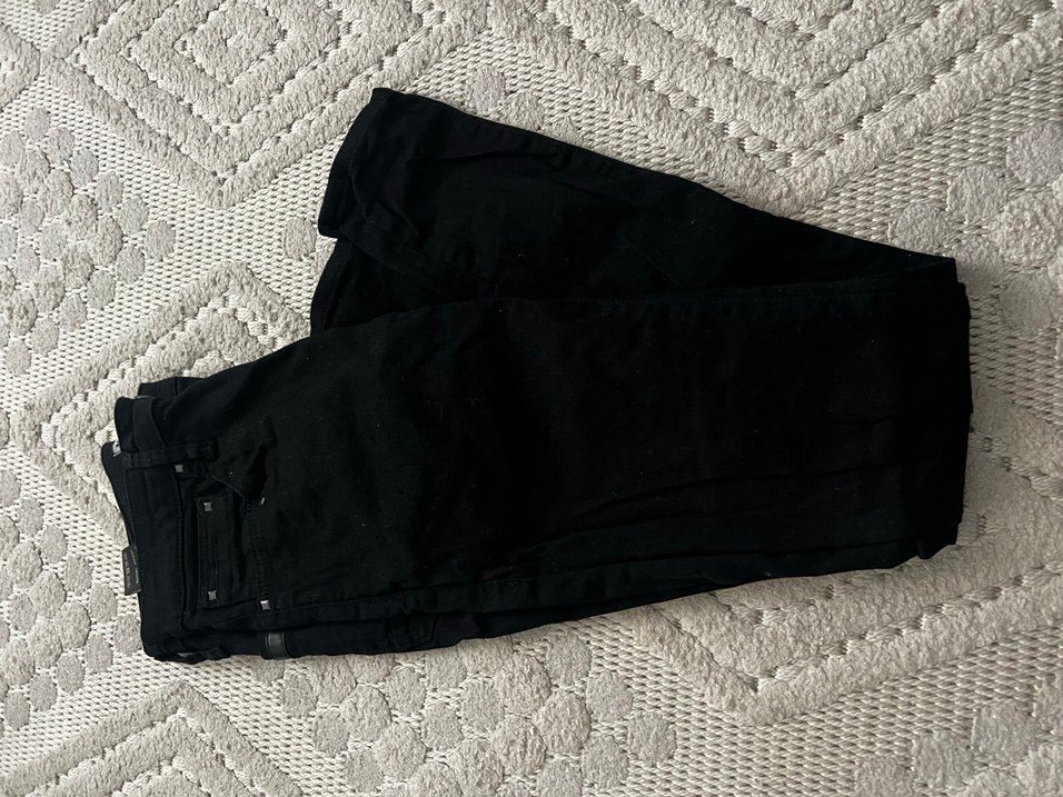 Kadın Siyah Midi Kot Pantolon - Görsel 4