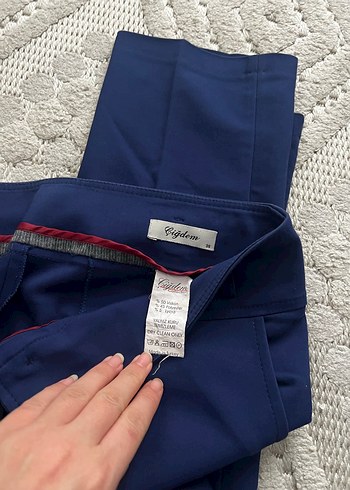 Lacivert Kadın Kumaş Pantolon Midi Boy - Görsel 2