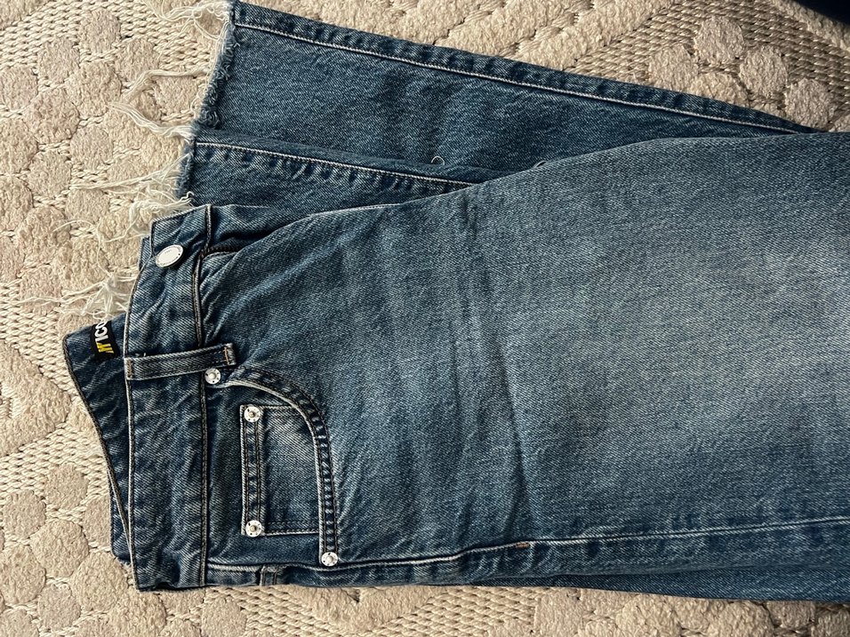 Gri Mavimsi Yırtık Detaylı Bol Kesim Jean - Görsel 4