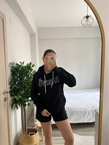 Boyu uzun mavi sweatshirt