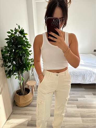 34 Beden camel Renk Pull bear kargo pantolon