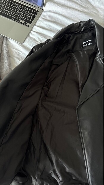 s Beden siyah Renk Stradivarius oversize suni deri biker ceket