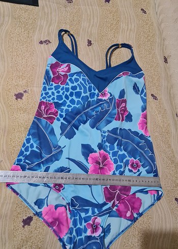 Çiçek Desenli Mavi Kadın Mayo - Görsel 8