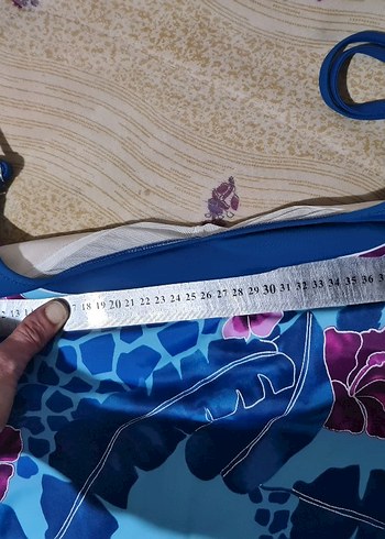 Çiçek Desenli Mavi Kadın Mayo - Görsel 12