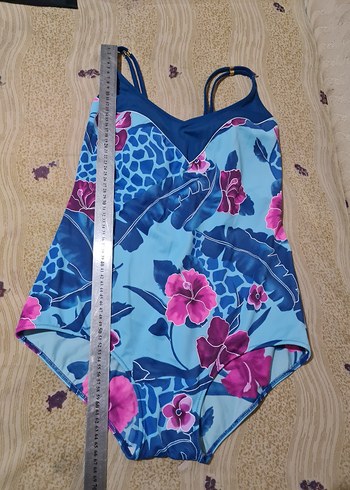 Çiçek Desenli Mavi Kadın Mayo - Görsel 11