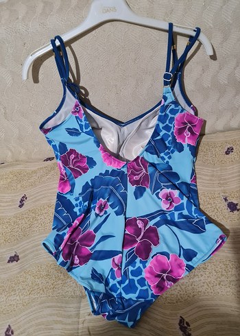 Çiçek Desenli Mavi Kadın Mayo - Görsel 4