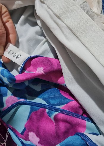 Çiçek Desenli Mavi Kadın Mayo - Görsel 6